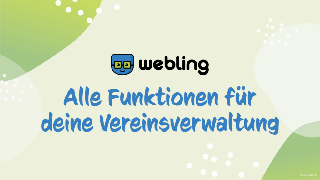 Titelbild der Präsentation zu den Funktionen der Vereinssoftware Webling. 